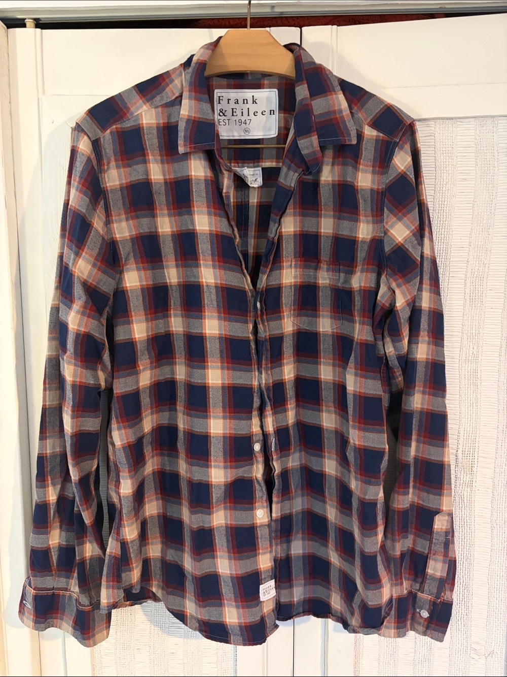 Frank & Eileen Navy, Cream & Rust Plaid Button-Up Shirt